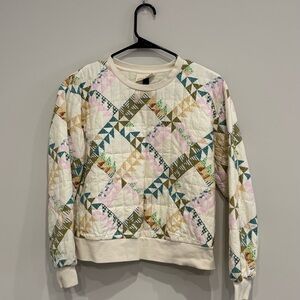 Quilted Geometric Patterned Sweatshirt